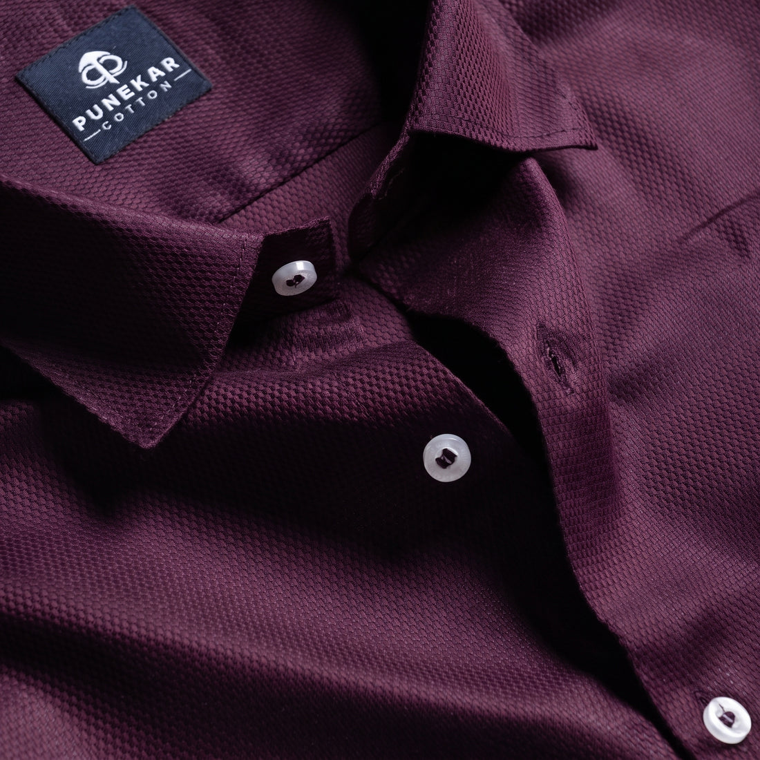 Plum MattMini Textured Cotton Tencel Shirt For Men