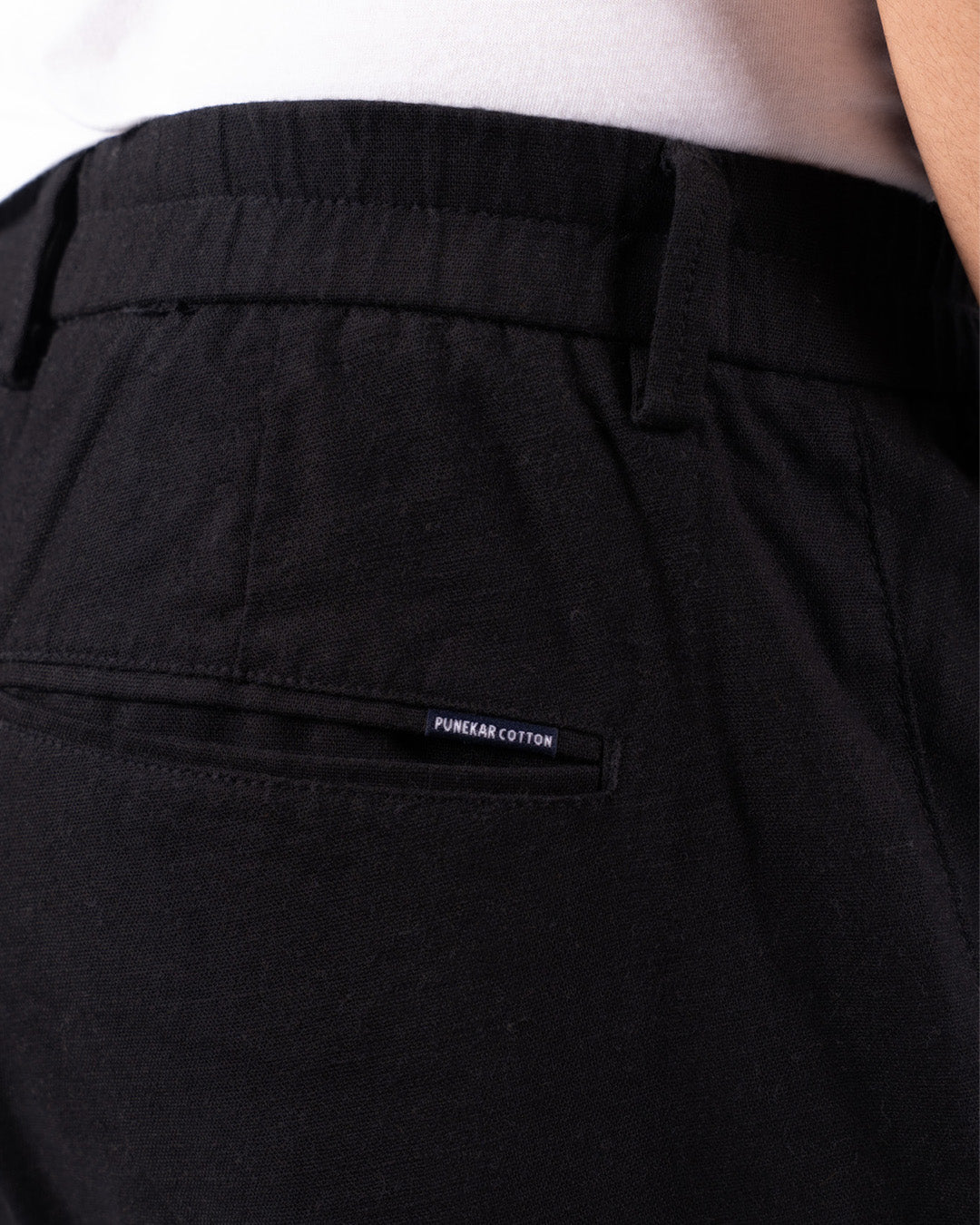 Black Everyday Cotton Linen Straight-Fit Pants for Men