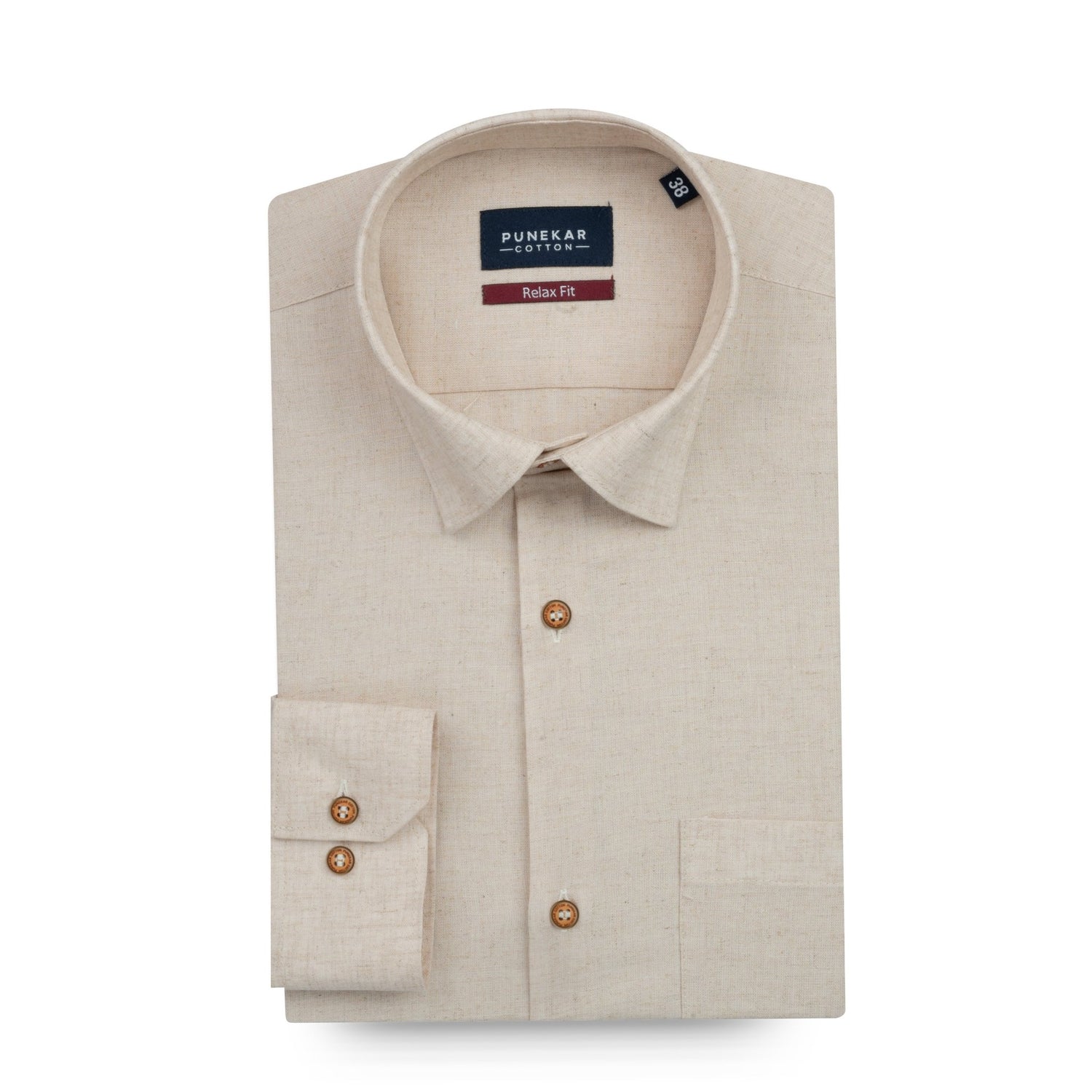 Beige Color Cotton Blend Kosa Texture Shirts For Men - Punekar Cotton