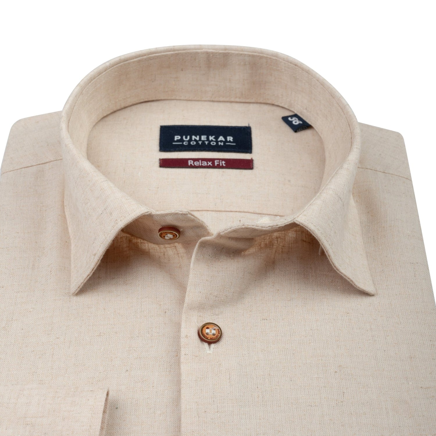 Beige Color Cotton Blend Kosa Texture Shirts For Men - Punekar Cotton