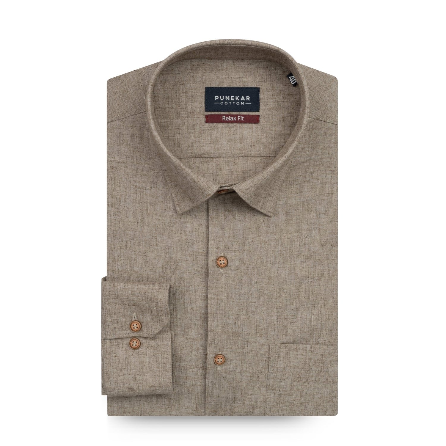 Brown Color Cotton Blend Kosa Texture Shirts For Men - Punekar Cotton