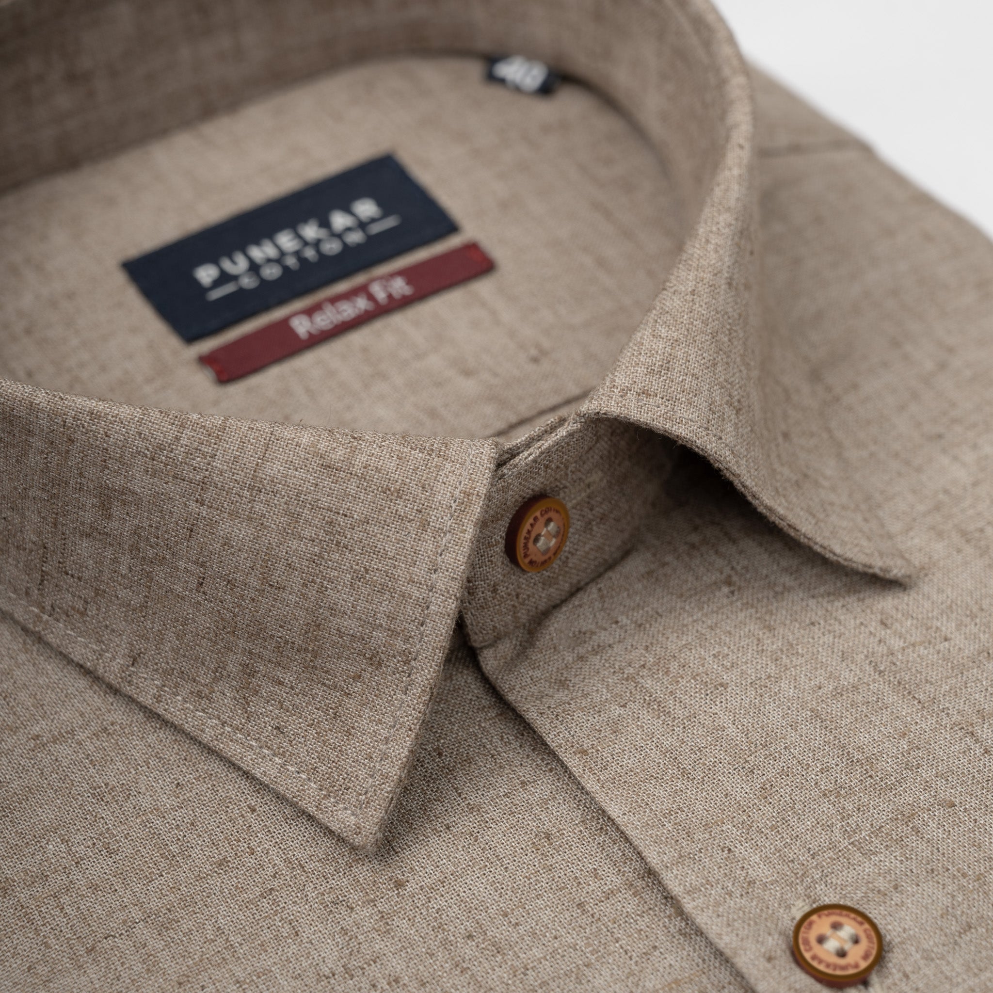 Brown Color Cotton Blend Kosa Texture Shirts For Men - Punekar Cotton