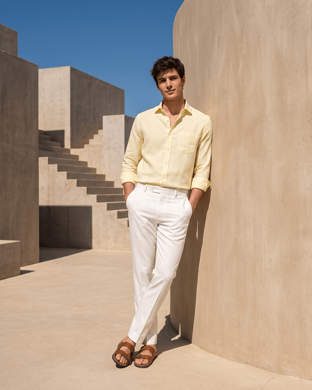 Butter Yellow Color 80s Lino Lyocell Shirt For Men - Punekar Cotton