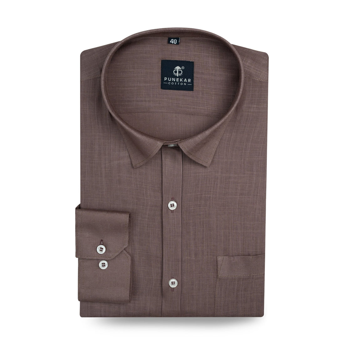 Coco Brown Color 80s Lino Lyocell Shirt For Men - Punekar Cotton
