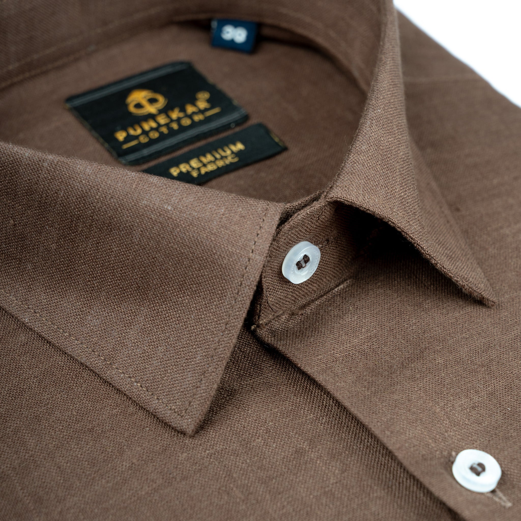 Coffee Brown 60Lea Pure Linen Shirt For Men - Punekar Cotton