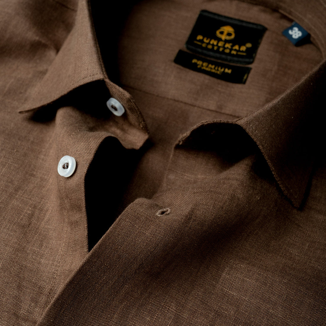 Dark Brown 60Lea Pure Linen Shirt For Men - Punekar Cotton