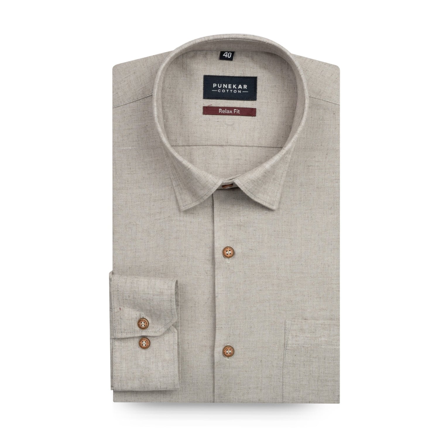 Dark Grey Color Cotton Blend Kosa Texture Shirts For Men - Punekar Cotton