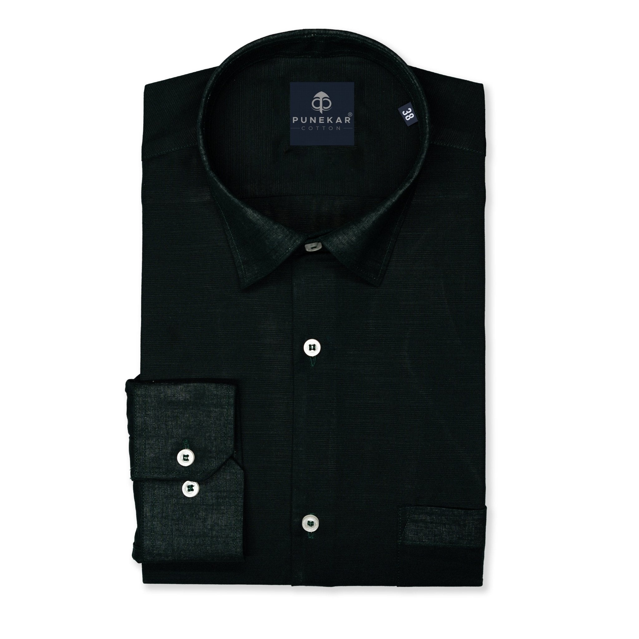 Forest Green Color Lining Texture Pure Cotton Shirt For Men - Punekar Cotton