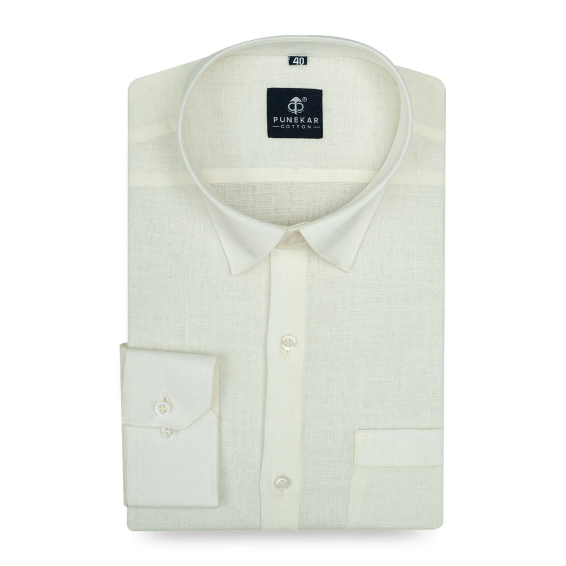 Ivory Color 80s Lino Lyocell Shirt For Men - Punekar Cotton
