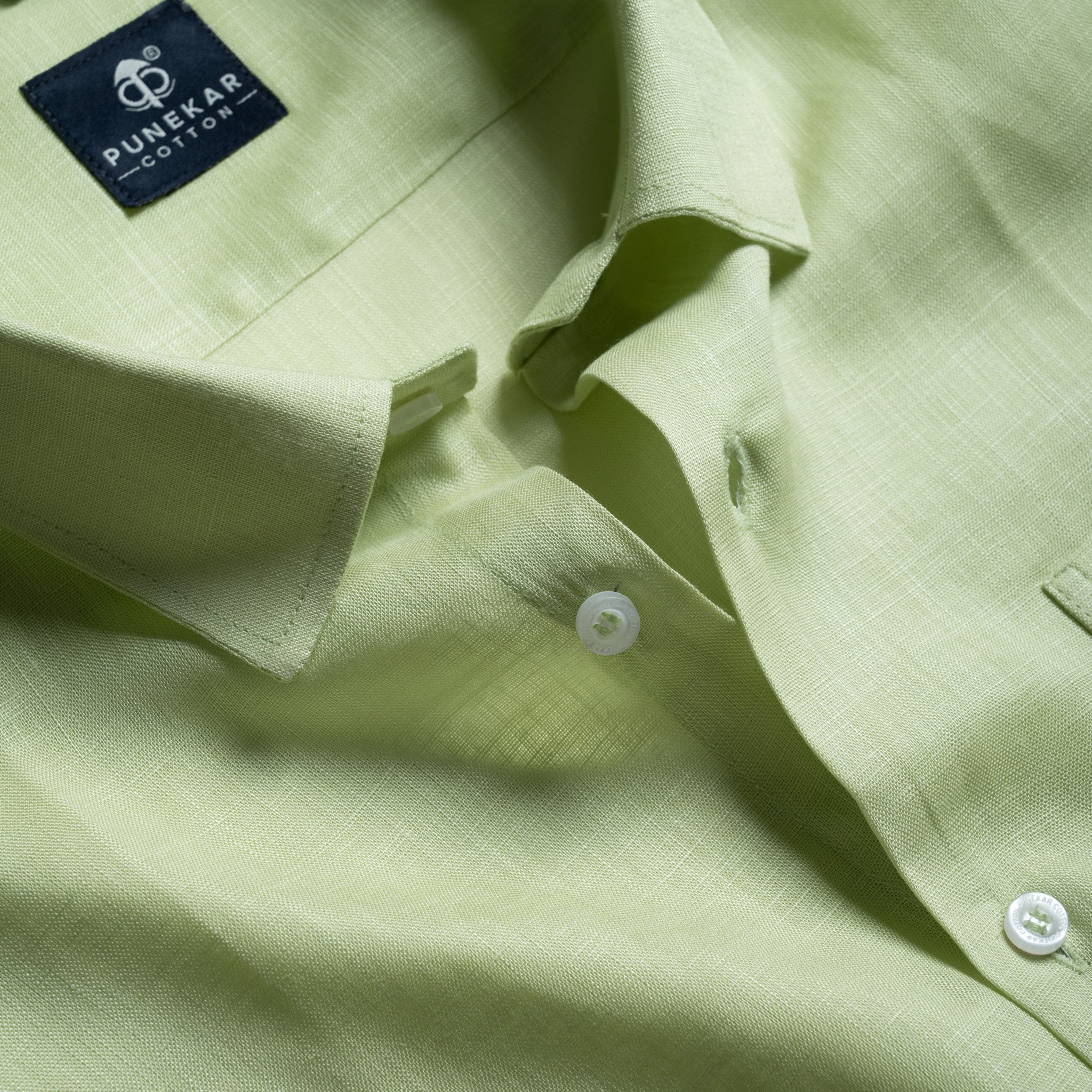 Pista Green Color 80s Lino Lyocell Shirt For Men - Punekar Cotton
