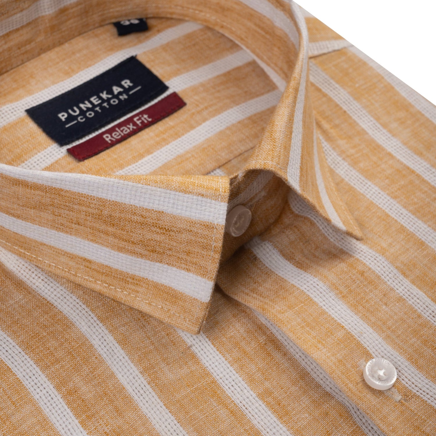 Tan Color Bold Stripe Cotton Shirt For Men - Punekar Cotton