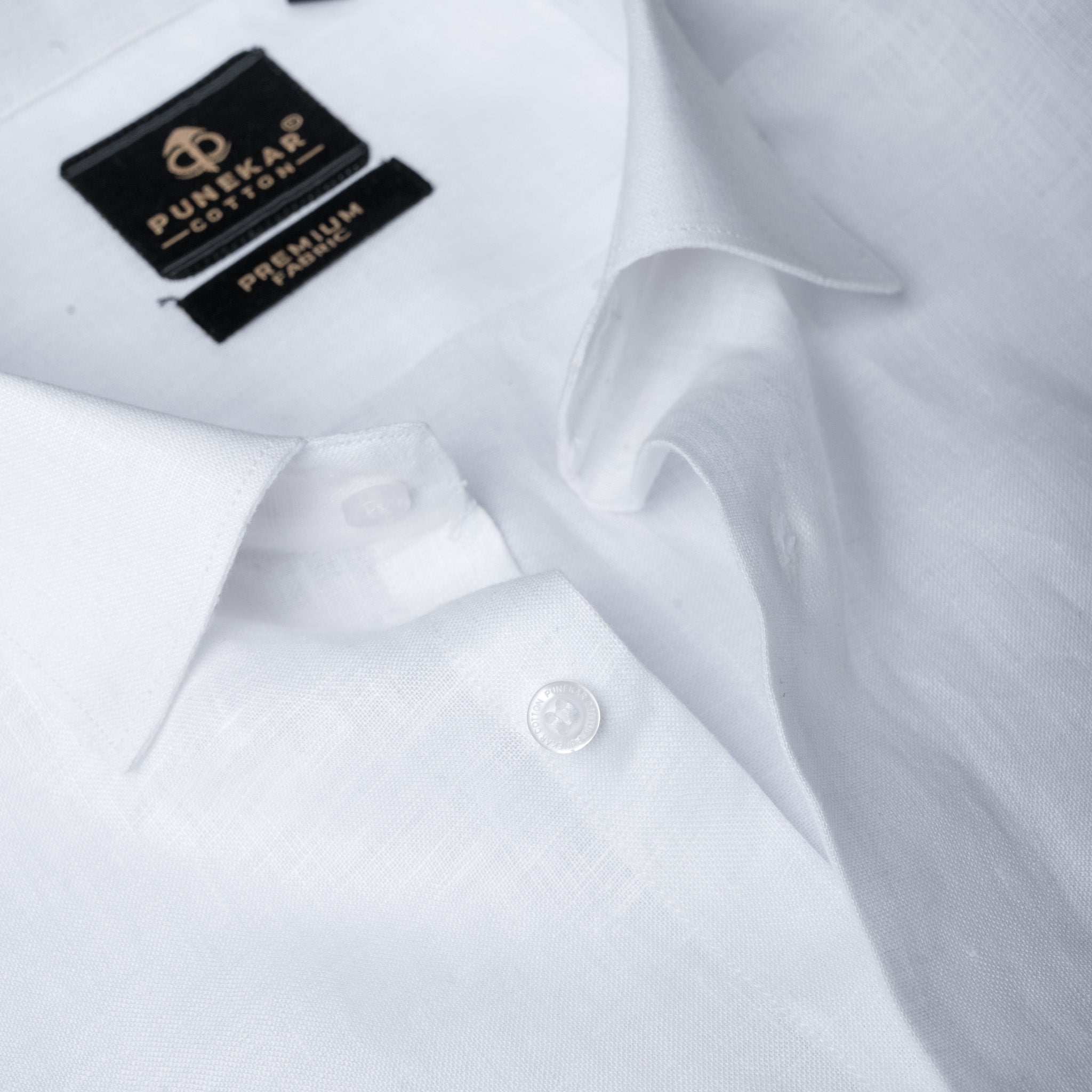 White Color 60Lea Pure Linen Shirt For Men - Punekar Cotton