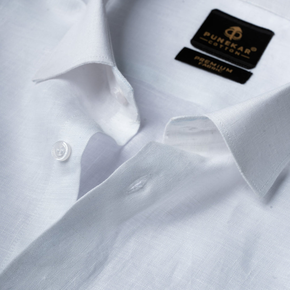 White Color 60Lea Pure Linen Shirt For Men - Punekar Cotton