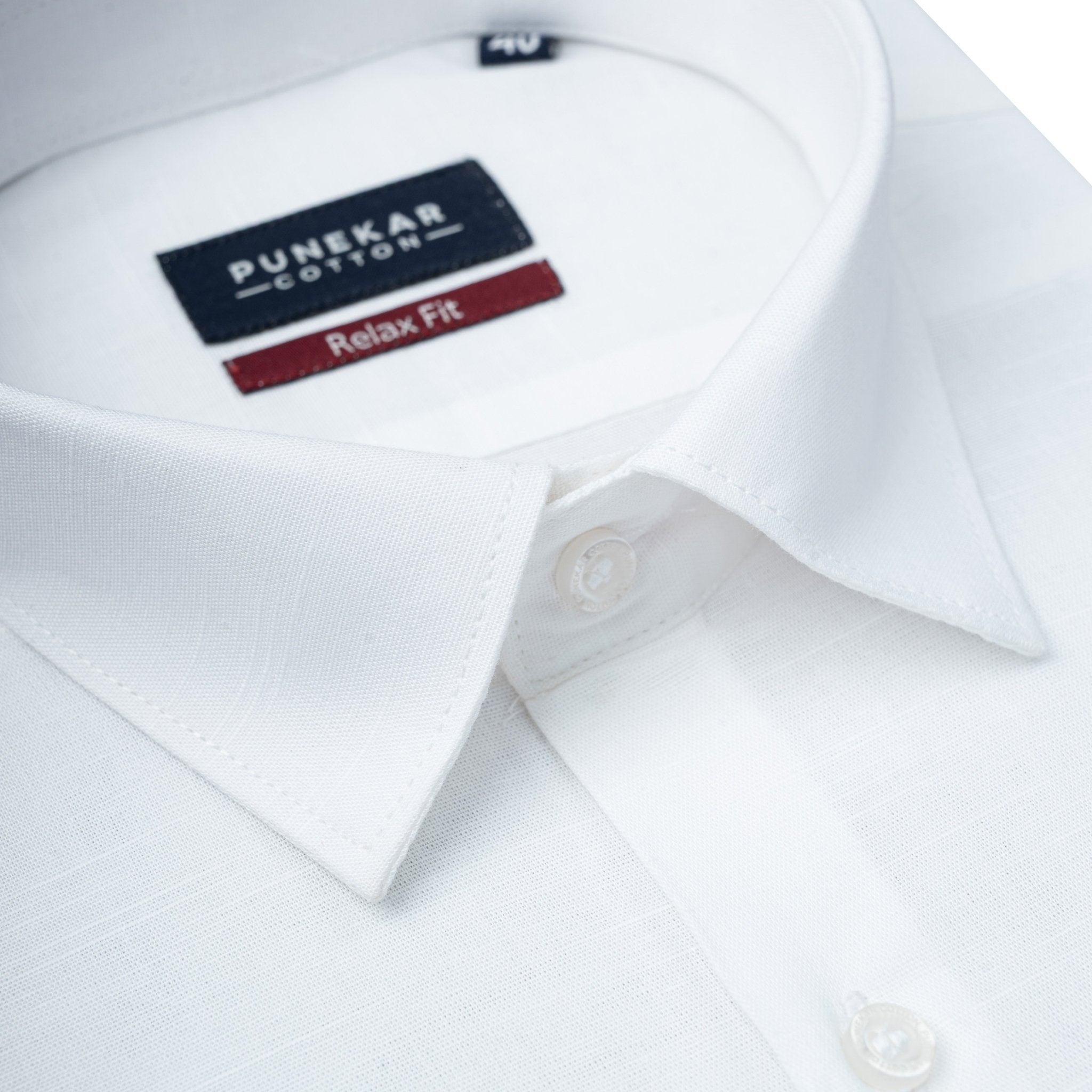 White Color Solid Cotton Linen Shirt For Men - Punekar Cotton