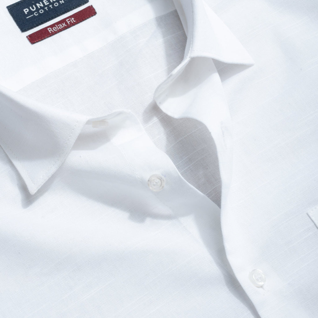 White Color Solid Cotton Linen Shirt For Men - Punekar Cotton