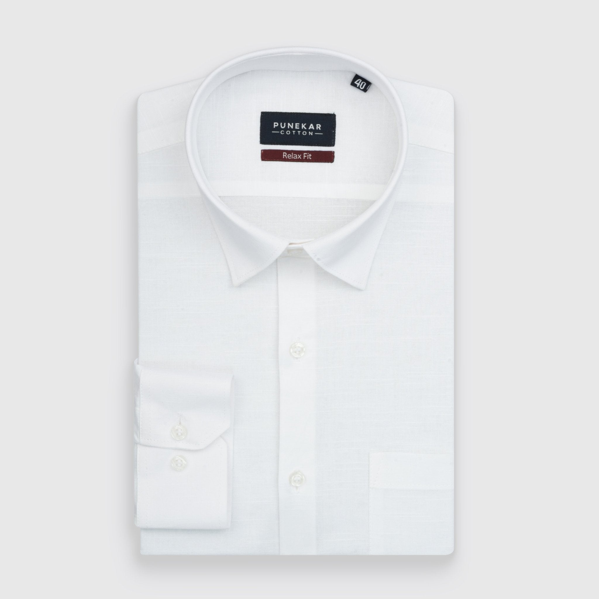 White Color Solid Cotton Linen Shirt For Men - Punekar Cotton