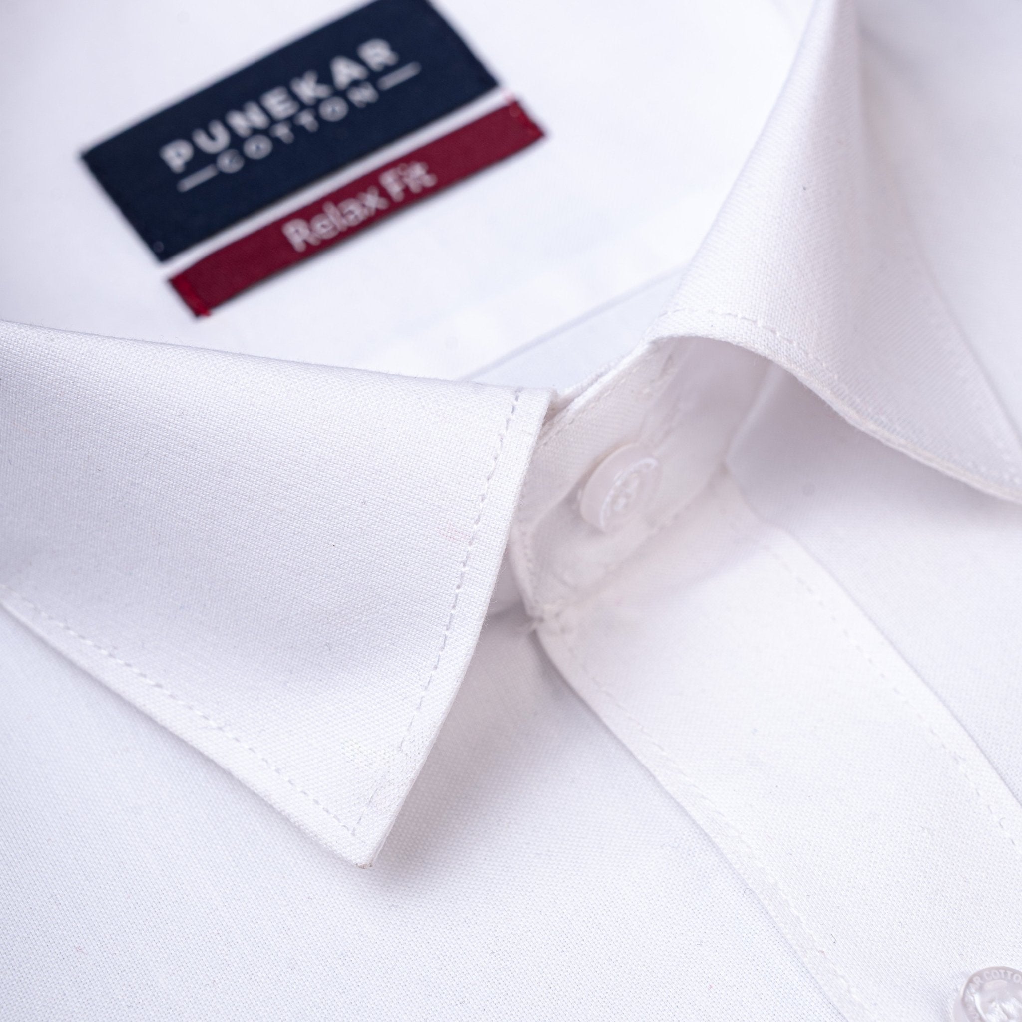 White Colour Signature Classic Oxford Shirt For Men - Punekar Cotton