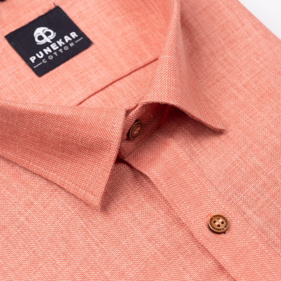 Pink Color Blended Linen Shirt For Men&