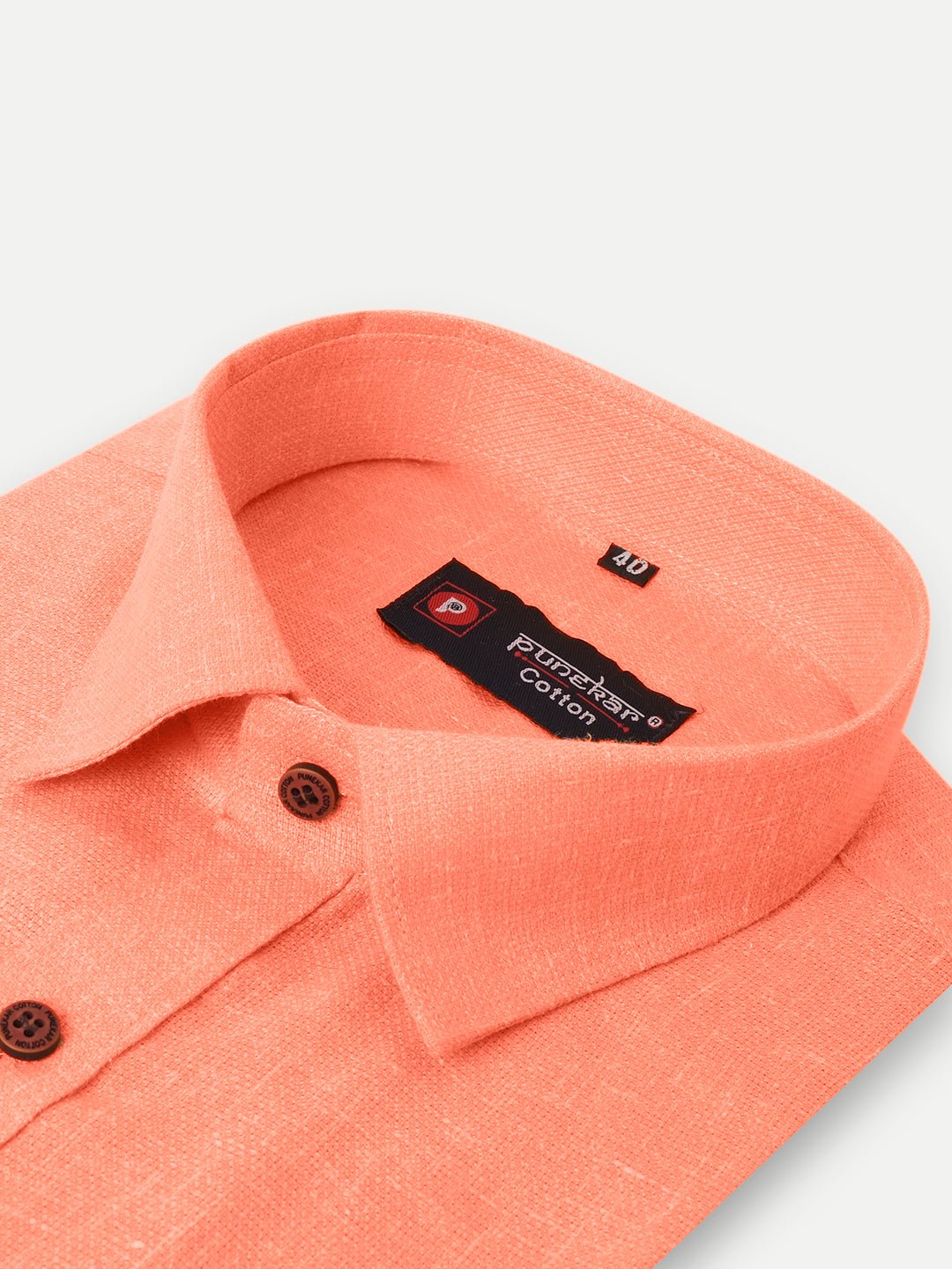 Punekar Cotton Light Orange Color Cotton Linen Formal Shirt for Men&