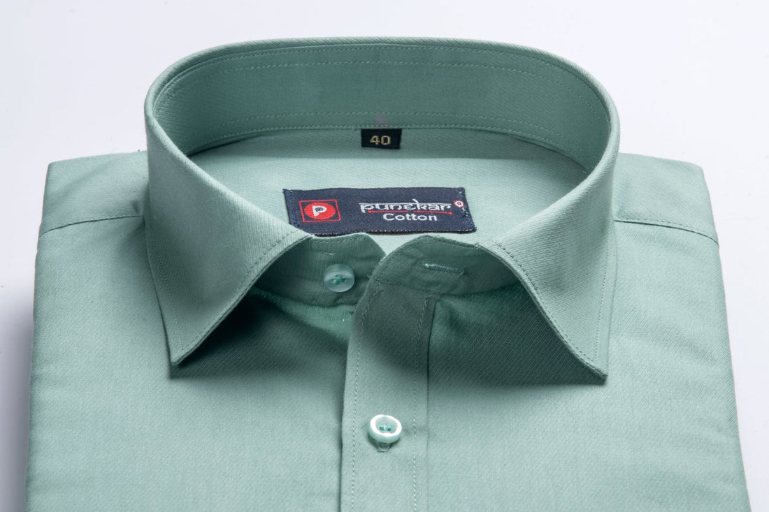 Punekar Cotton Mint Color 100% Mercerised Cotton Diagonally Woven Formal Shirt for Men&