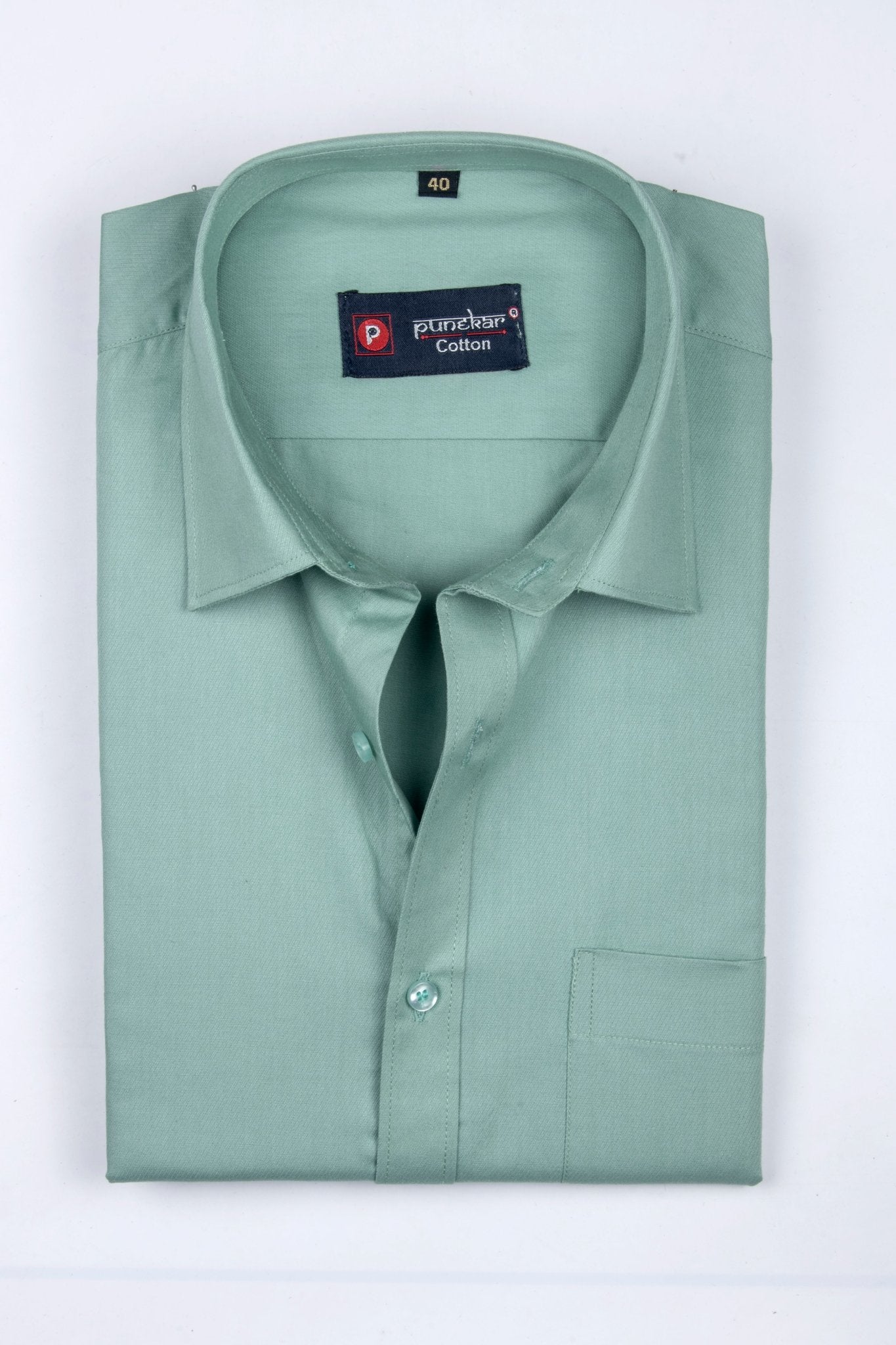 Punekar Cotton Mint Color 100% Mercerised Cotton Diagonally Woven Formal Shirt for Men&