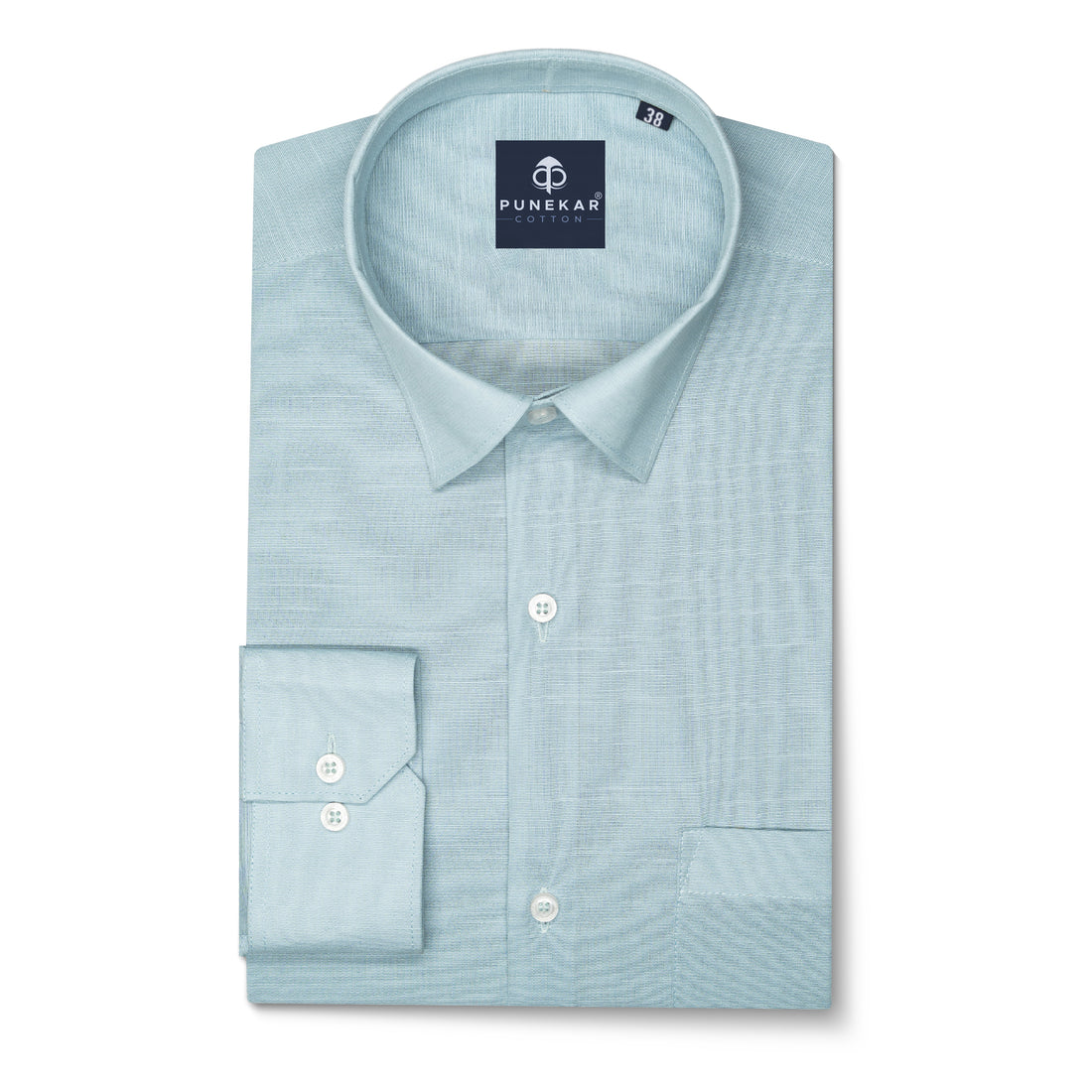 Baby Blue Color Lining Texture Pure Cotton Shirt For Men