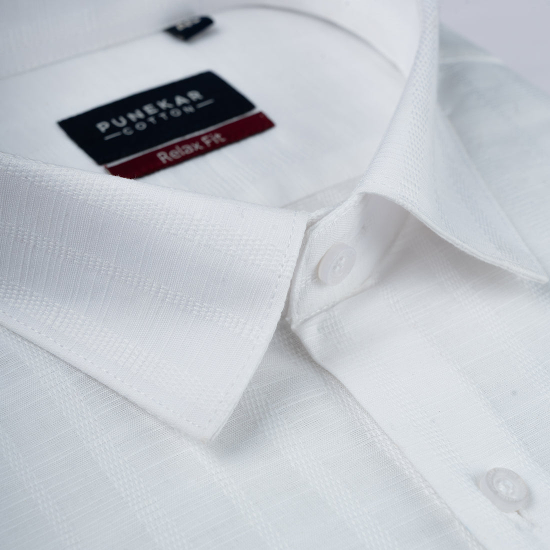 White Colour Vertical Stripe Textured Jacquard Shirt for Men