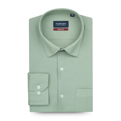 Aqua Green Color Solid Cotton Linen Shirt For Men - Punekar Cotton