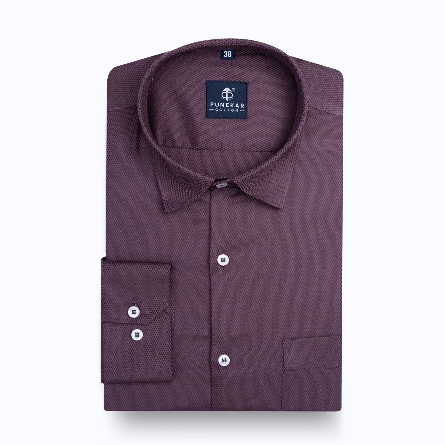Plum Softweave Cotton Tencel Textured Shirt For Men