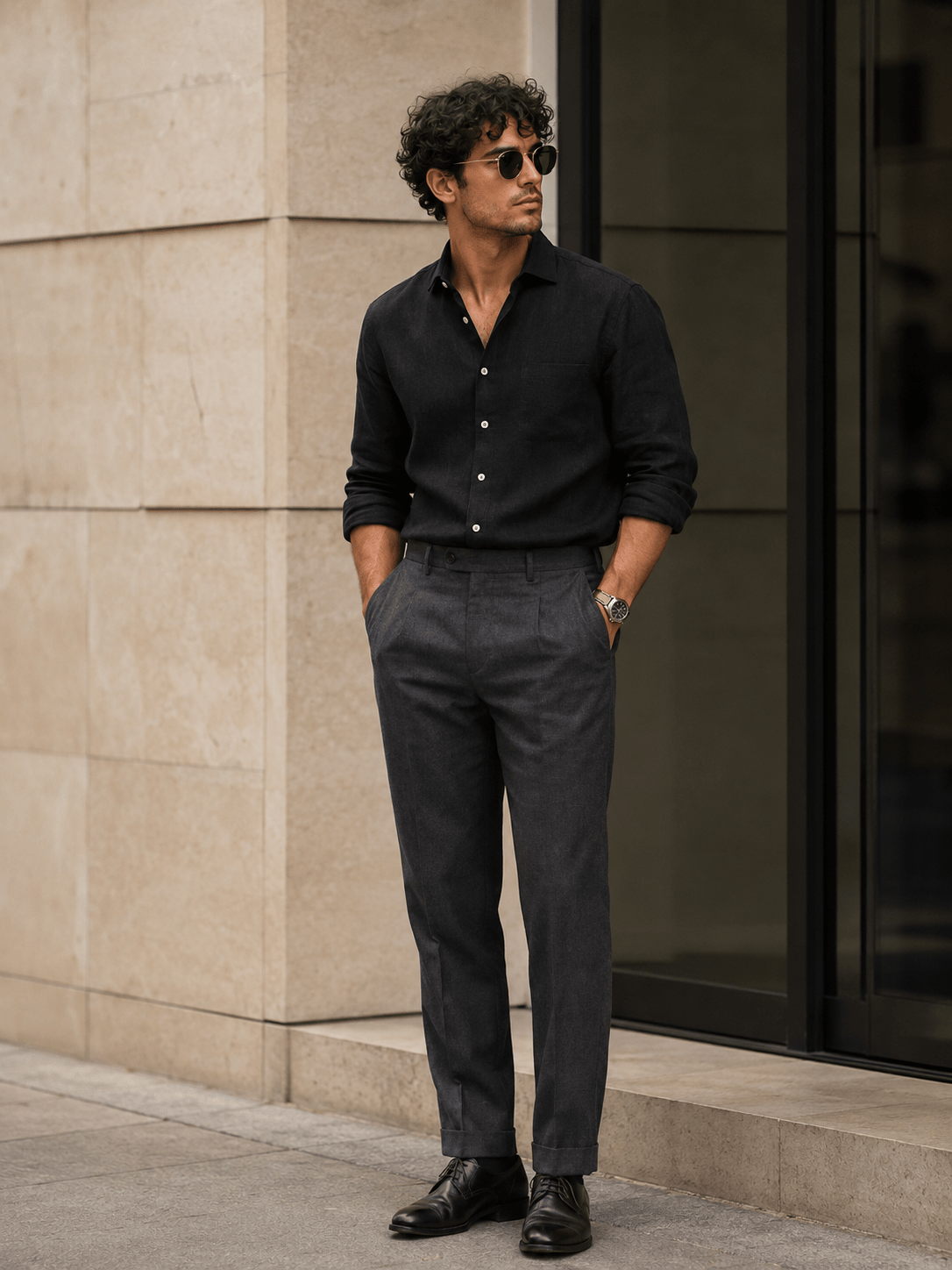 Black Color 60Lea Pure Linen Shirt For Men - Punekar Cotton
