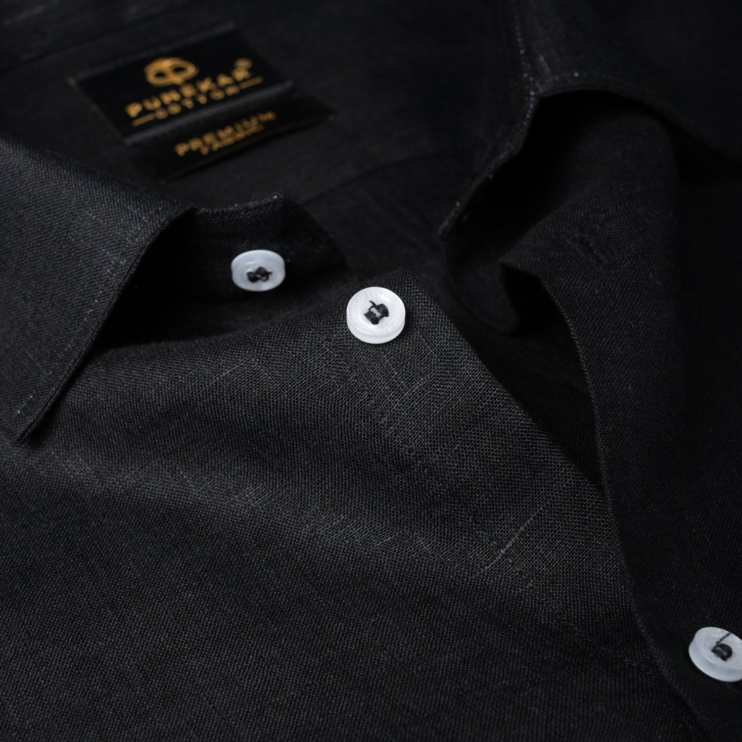 Black Color 60Lea Pure Linen Shirt For Men - Punekar Cotton