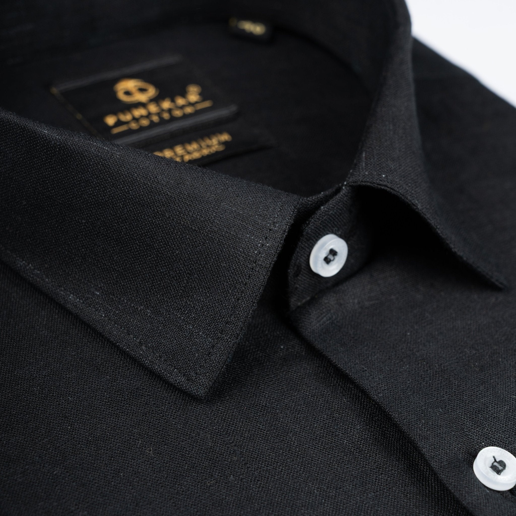 Black Color 60Lea Pure Linen Shirt For Men - Punekar Cotton
