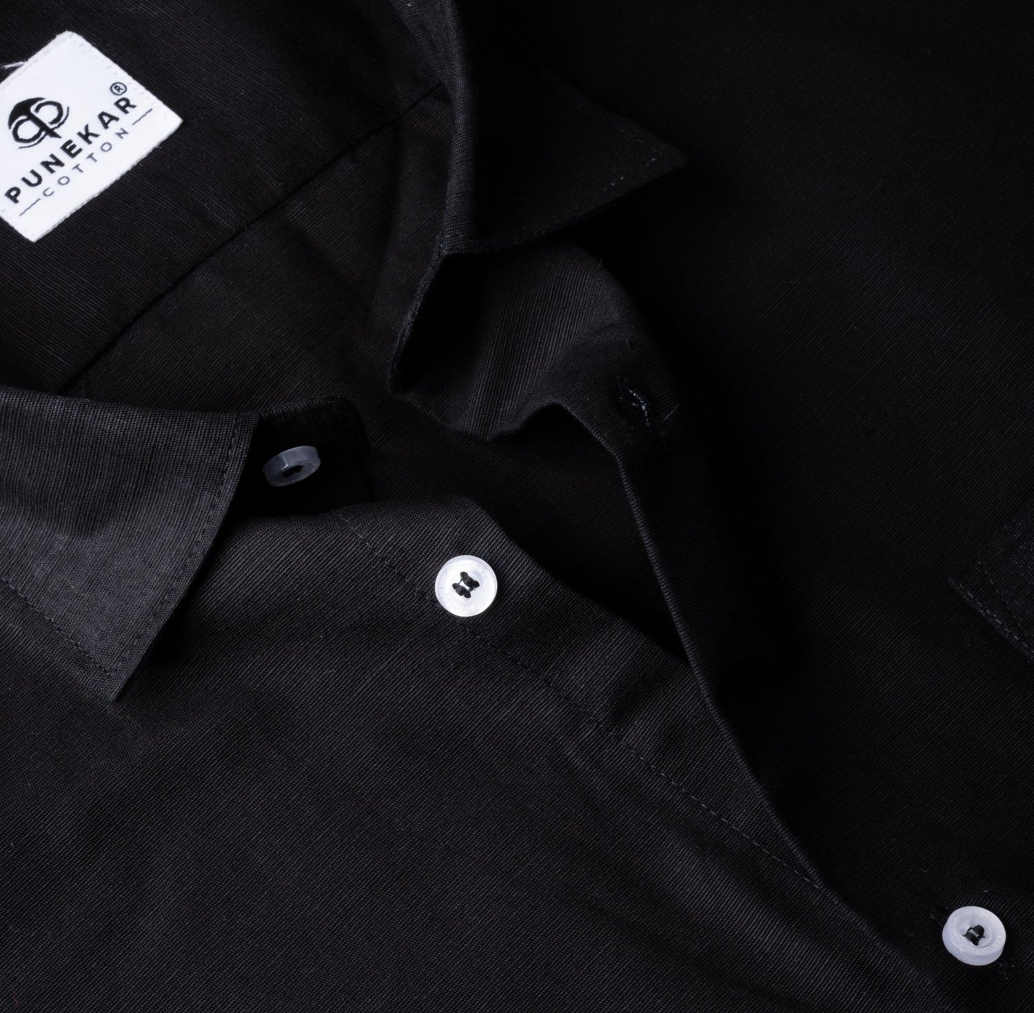 Black Color Lining Texture Pure Cotton Shirt For Men - Punekar Cotton