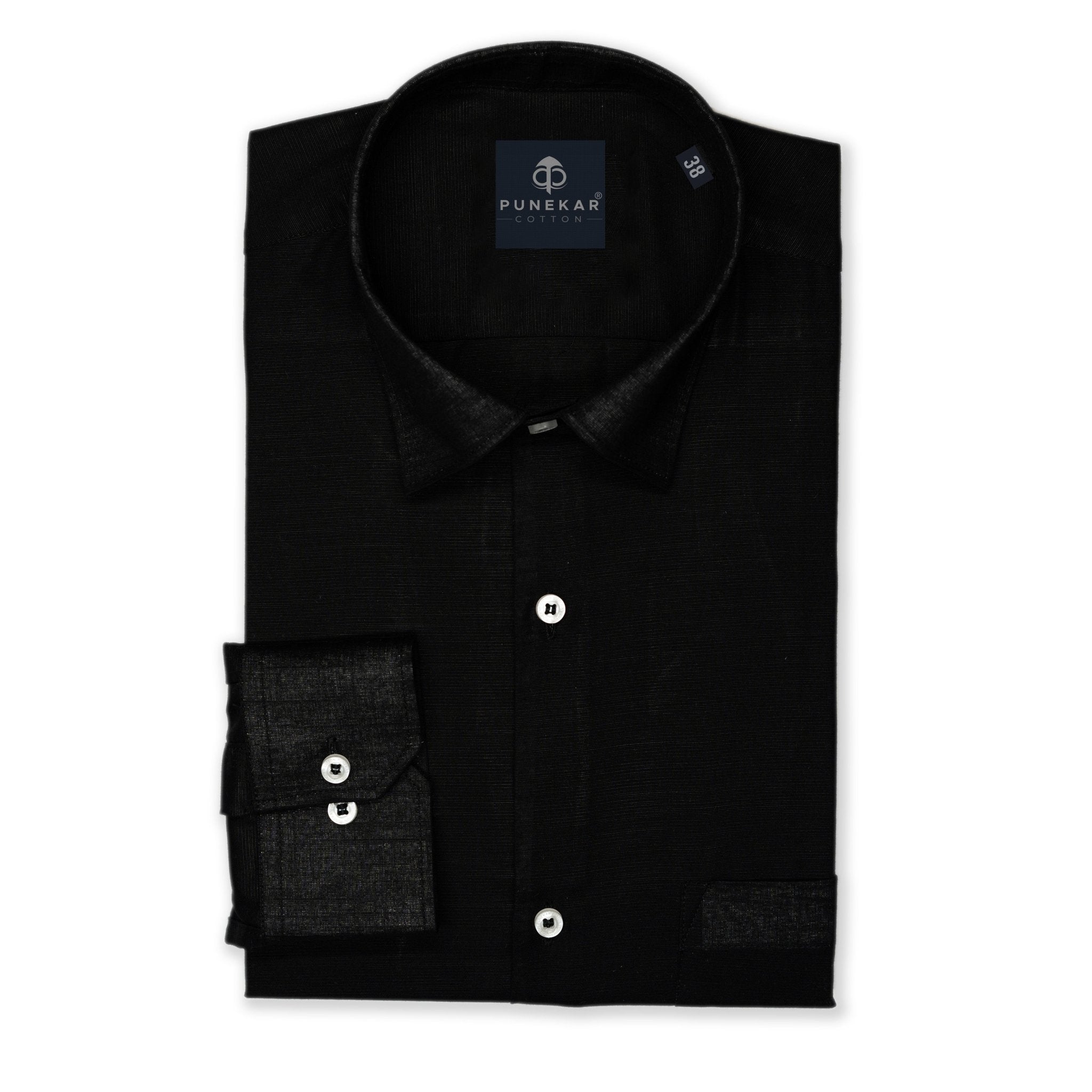 Black Color Lining Texture Pure Cotton Shirt For Men - Punekar Cotton