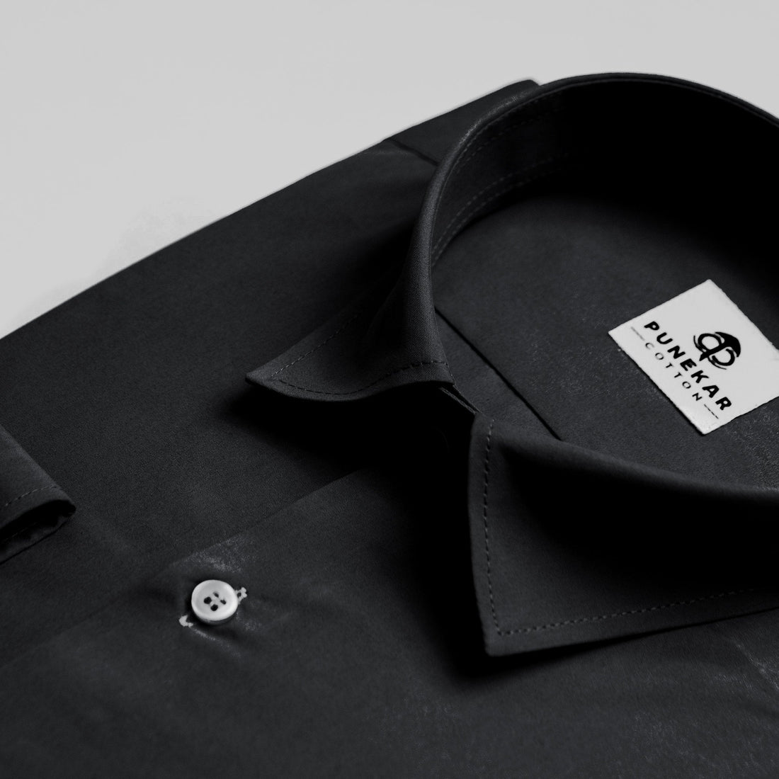 Black Color Lycra Twill Cotton Shirt For Men - Punekar Cotton