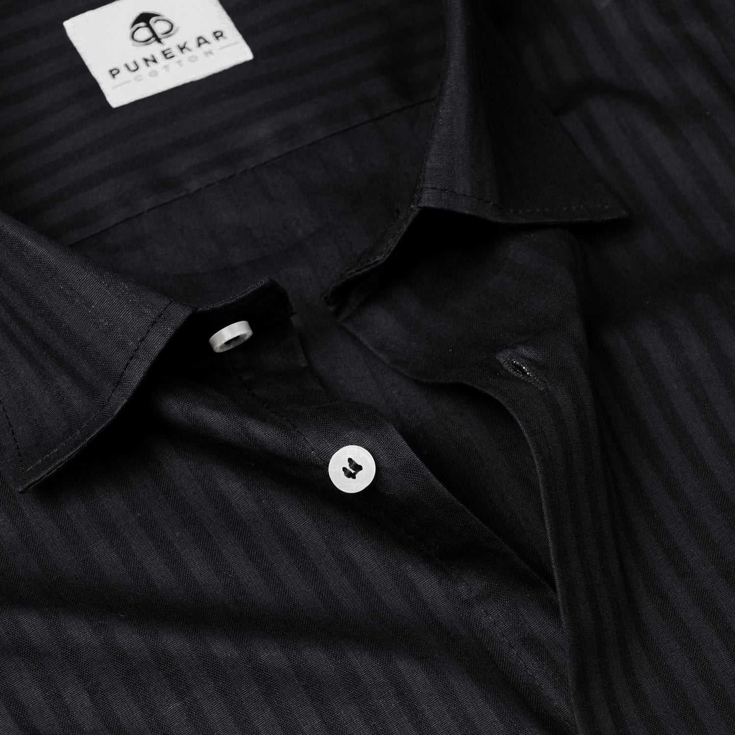 Black Color vertical Cotton stripe Shirt For Men - Punekar Cotton