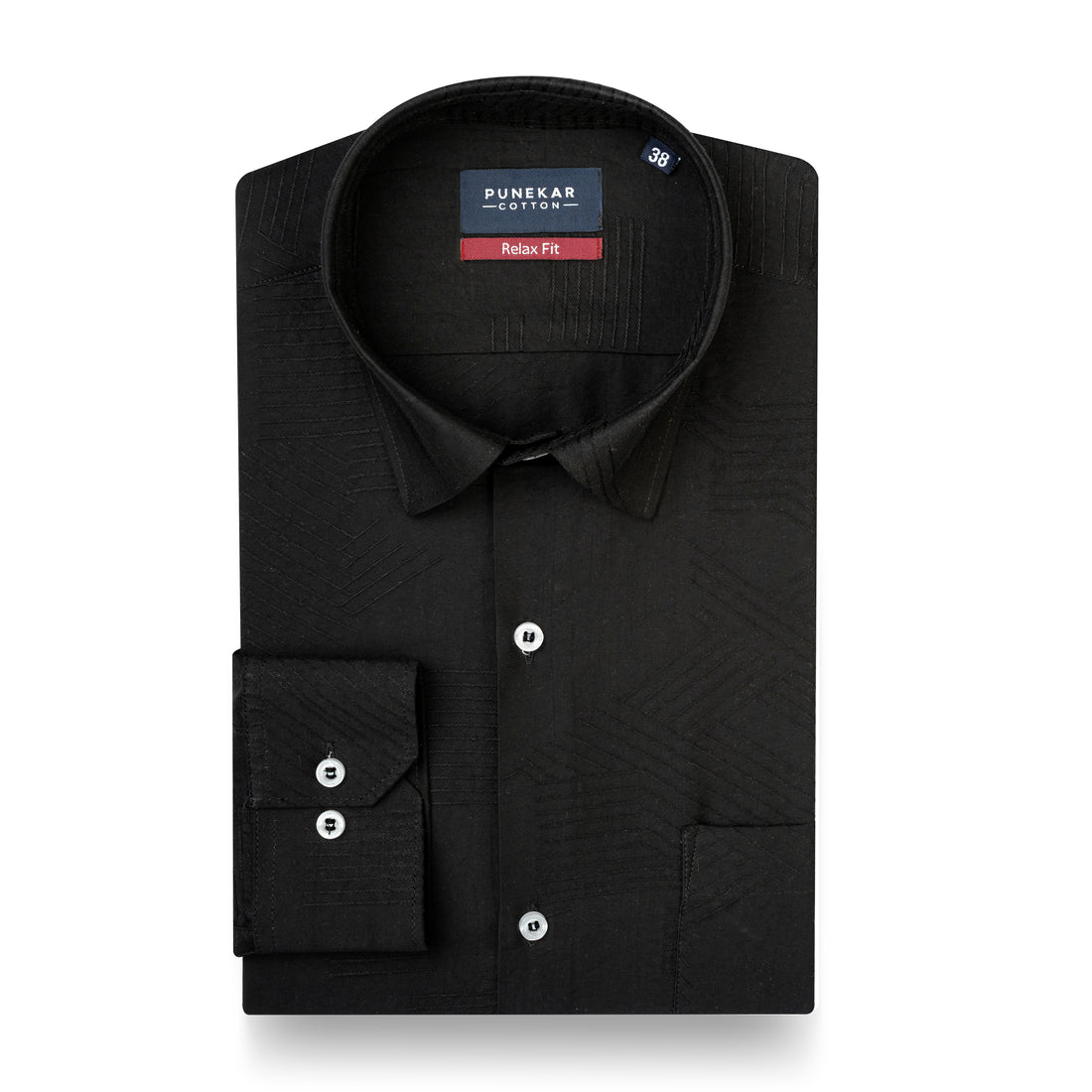 Black Colour Textured Stripe Jacquard Shirt for Men