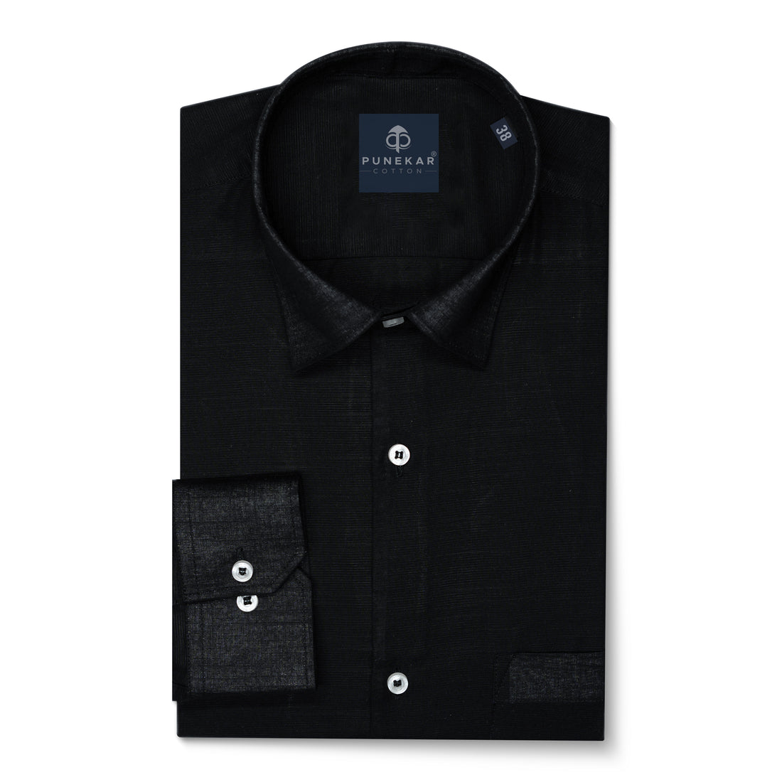 Black Color Lining Texture Pure Cotton Shirt For Men