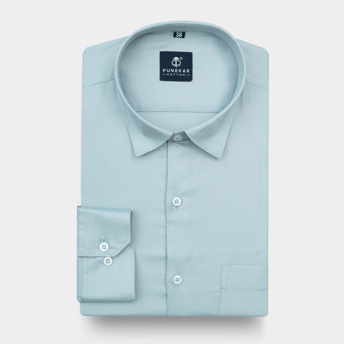 Powder Blue MattMini Textured Cotton Tencel Shirt For Men