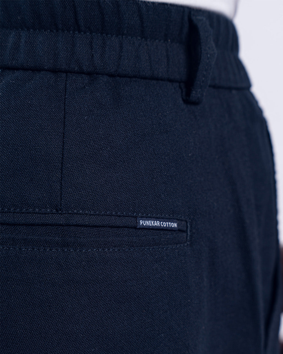 Navy Blue Everyday Cotton Linen Straight-Fit Pants for Men