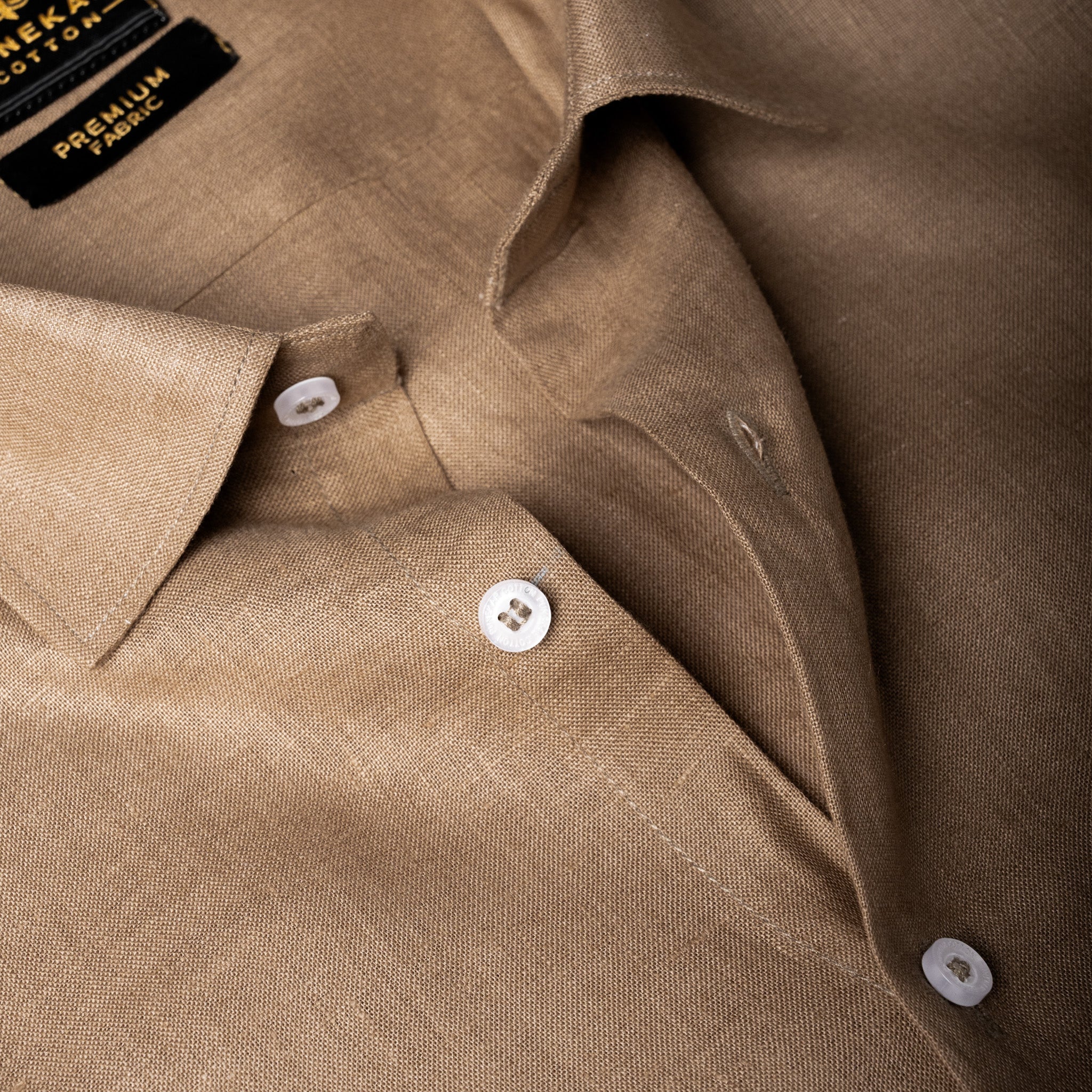 Camel Color 60Lea Pure Linen Shirt For Men - Punekar Cotton