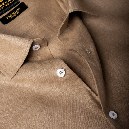 Camel Color 60Lea Pure Linen Shirt For Men - Punekar Cotton
