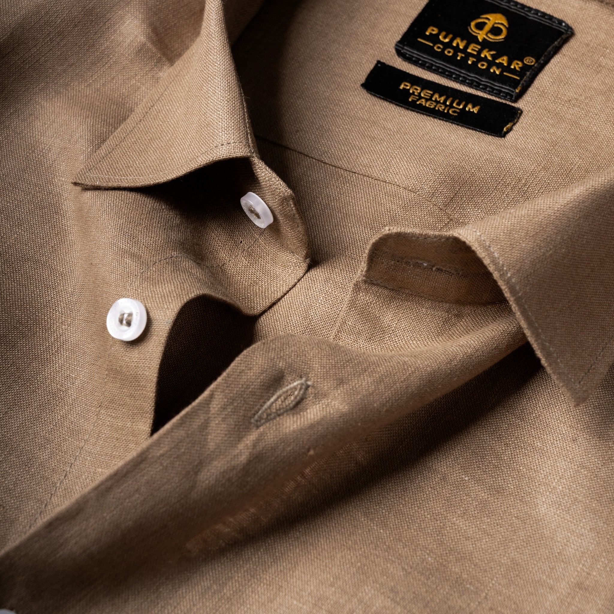 Camel Color 60Lea Pure Linen Shirt For Men - Punekar Cotton