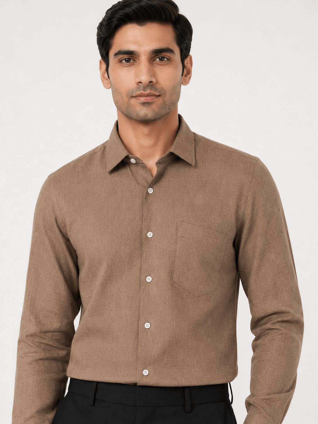 Camel Color 60Lea Pure Linen Shirt For Men - Punekar Cotton
