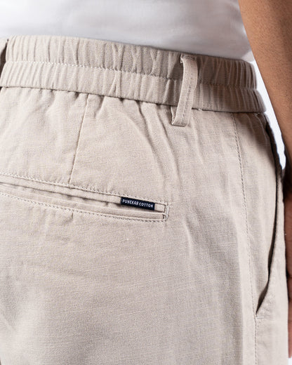 Cream Everyday Cotton Linen Straight-Fit Pants for Men