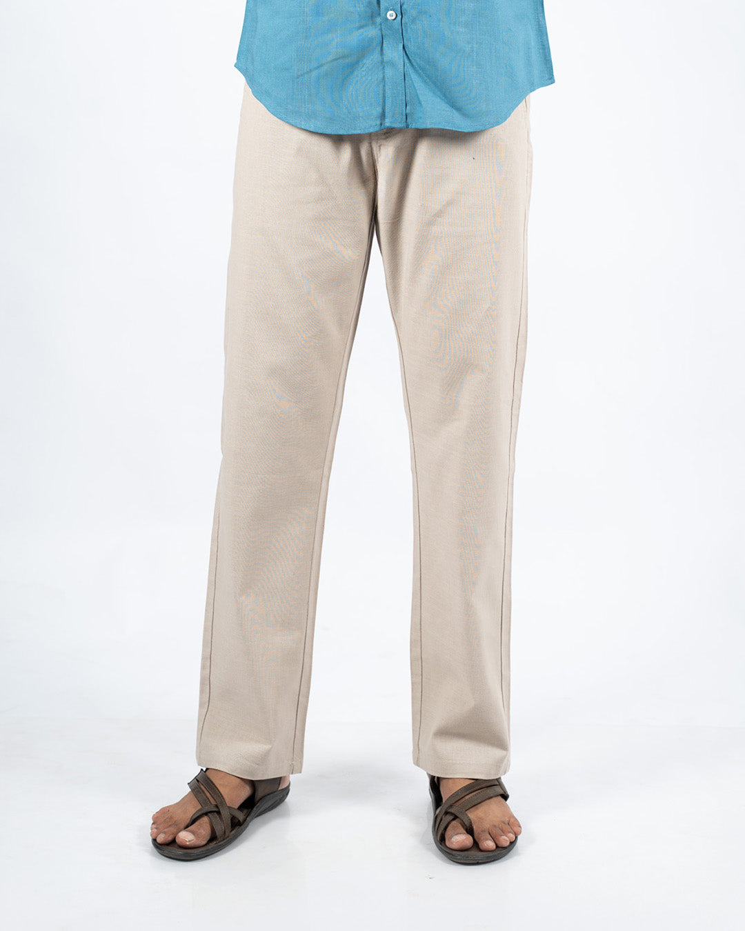Cream Everyday Cotton Linen Straight-Fit Pants for Men