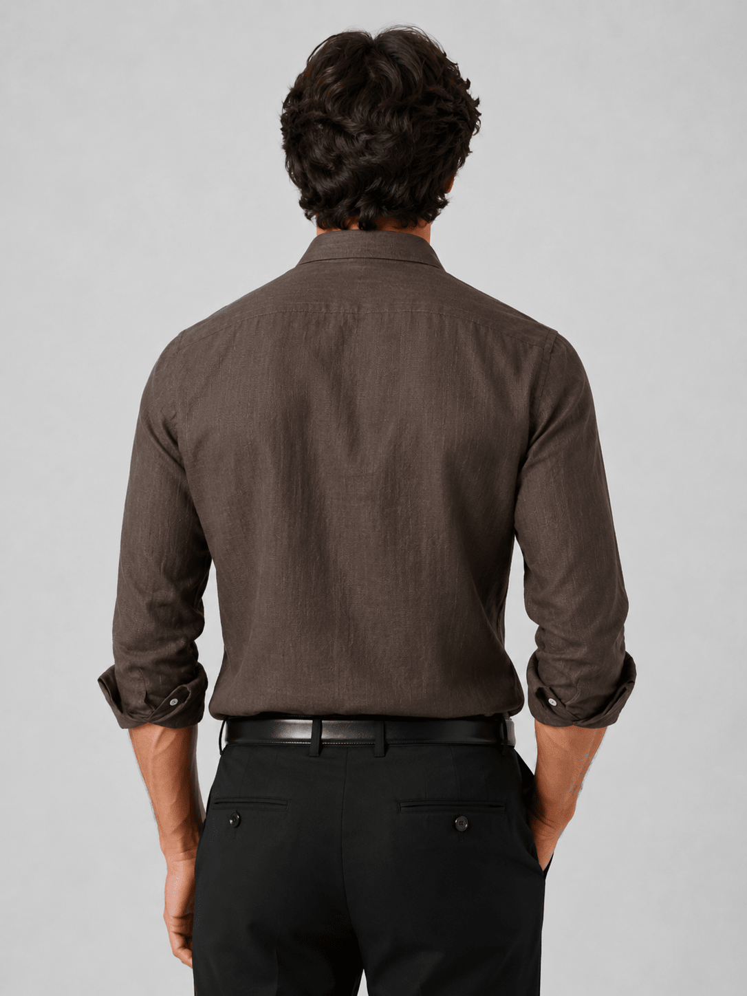 Dark Brown 60Lea Pure Linen Shirt For Men - Punekar Cotton