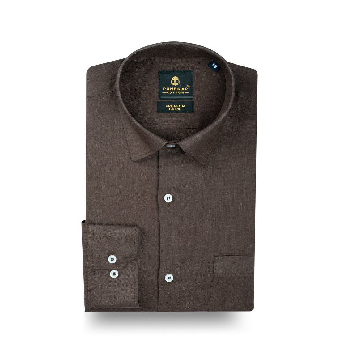 Dark Brown 60Lea Pure Linen Shirt For Men - Punekar Cotton
