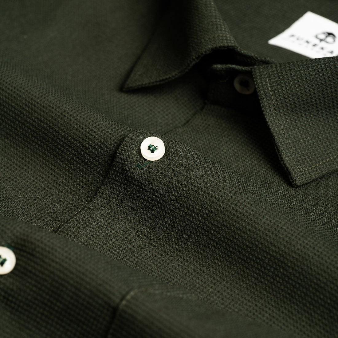 Dark Green Color Waffle Texture Cotton Shirt For Men - Punekar Cotton