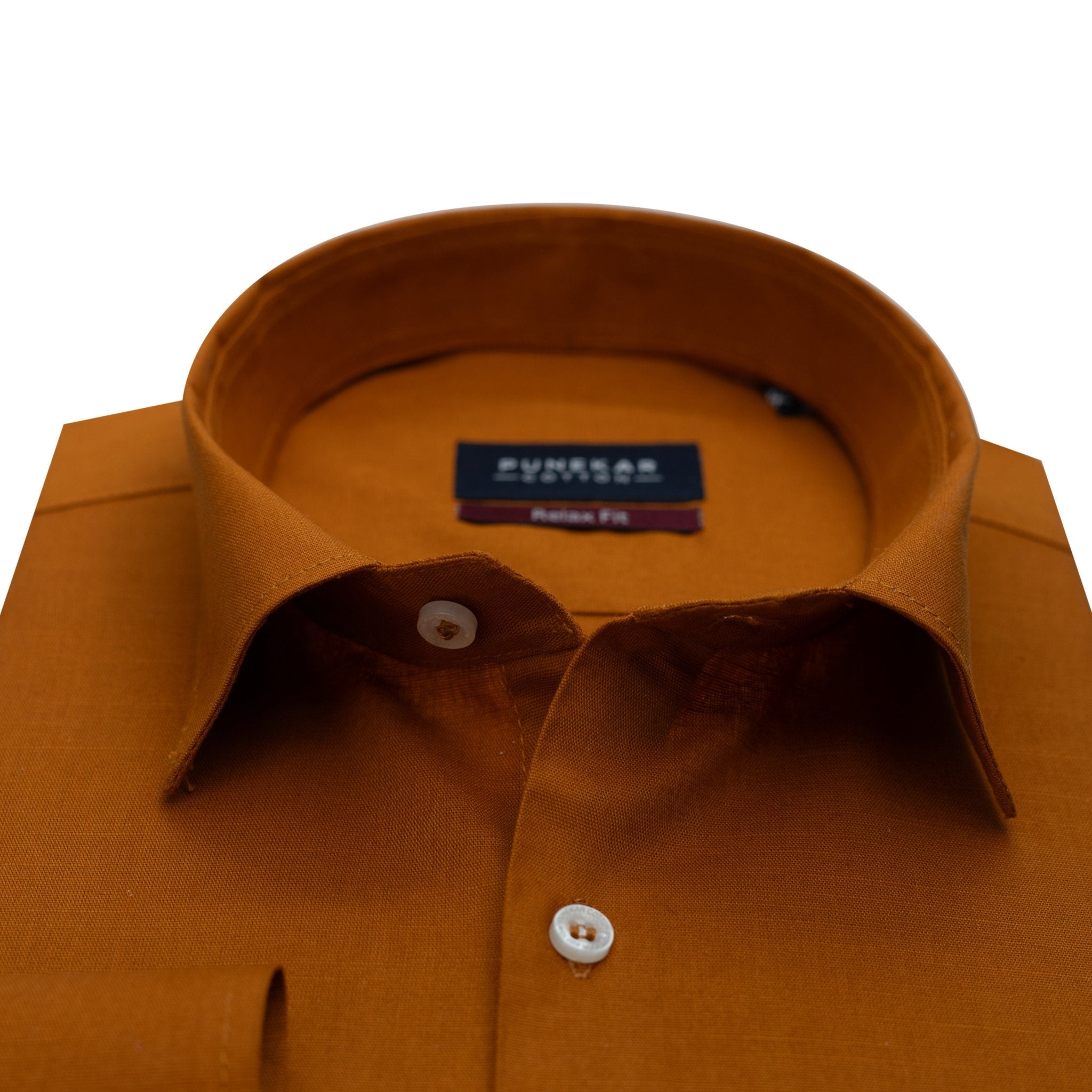Dark Orange Color Solid Pure Cotton For Men - Punekar Cotton